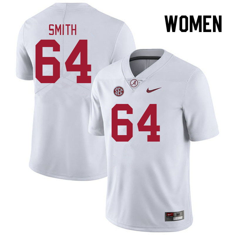 Women #64 Mac Smith Alabama Crimson Tide College Footabll Jerseys Stitched Sale-White